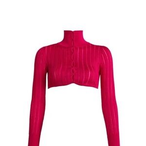 Alaia Women's Red Crinoline Cropped Cardigan size 38